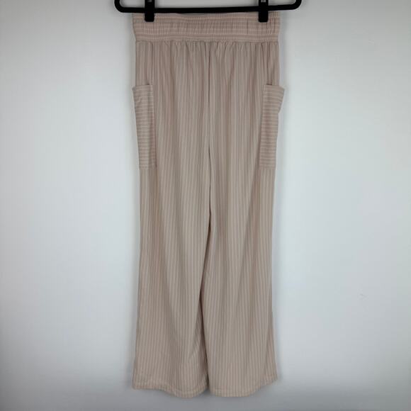 Joe & Rae Womens Adjustable Drawstring Wide Leg Pink/White Striped Pants Small - Picture 2 of 9